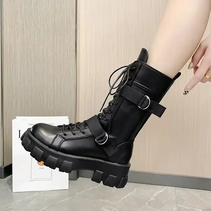 Femmes mi-mollet bottes Pring moto