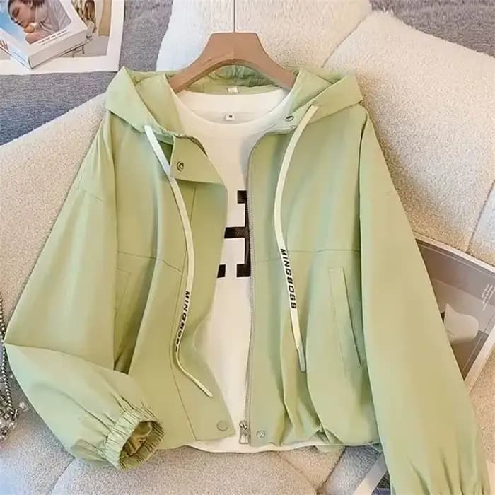 Veste à capuche pour femme, nouvelle collection printemps-automne 2026, manteau court à manches longues, vêtement de travail décontracté et polyvalent, avec fermeture éclair