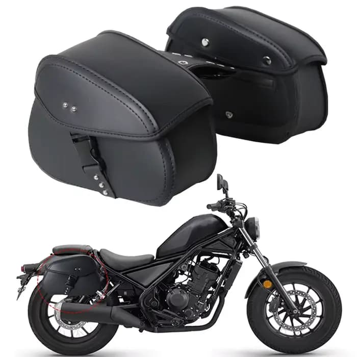 Sacoches de moto noires en cuir PU