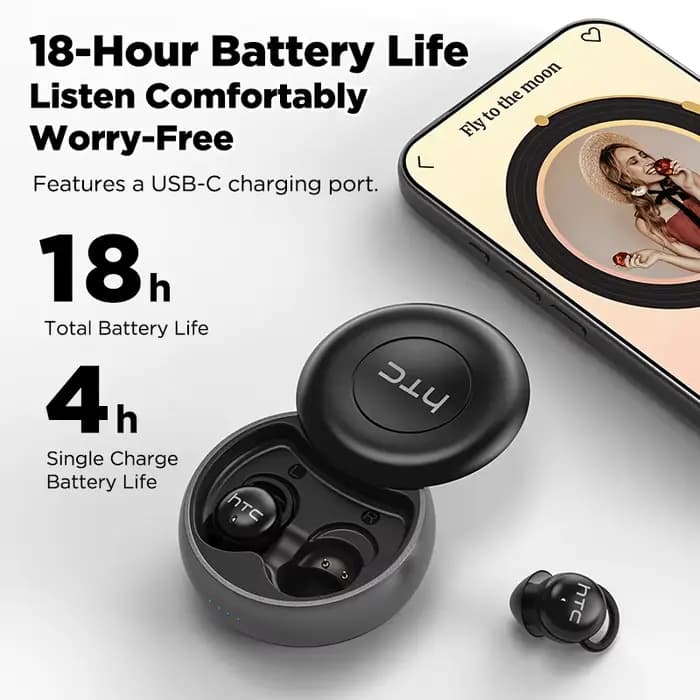 Écouteurs sans fil Bluetooth HTC NE91 pour le sommeil, réduction du bruit, longue autonomie, adaptés aux dormeurs latéraux