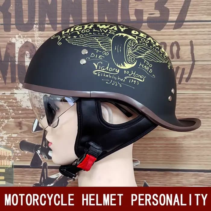 Casque de moto demi-casque d'été pour hommes avec miroir interne