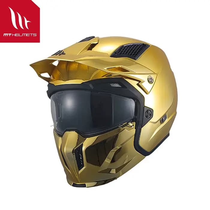 Nouveaux casques modulaires Mt Streetfight M-Xxxl or massif/argent dégagement rapide galvanoplastie Motocross 3/4 casque ouvert brillant