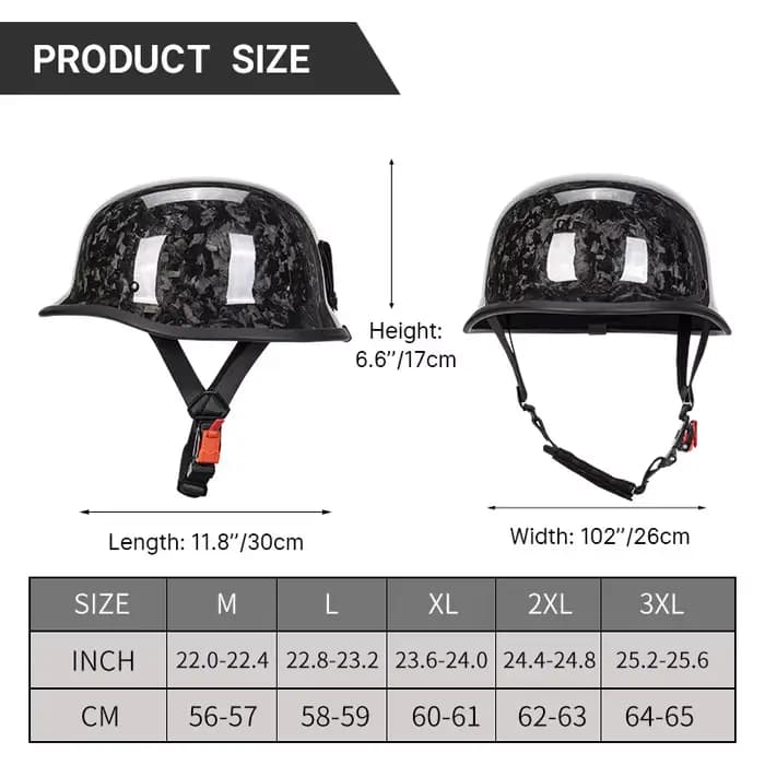 Casque demi-visage en fibre de carbone pour moto