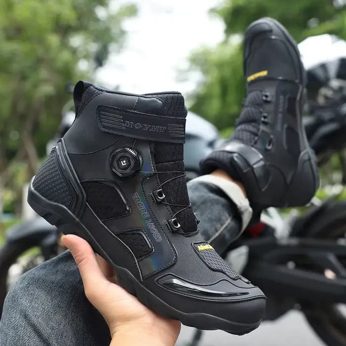 Bottes de moto en cuir pour hommes