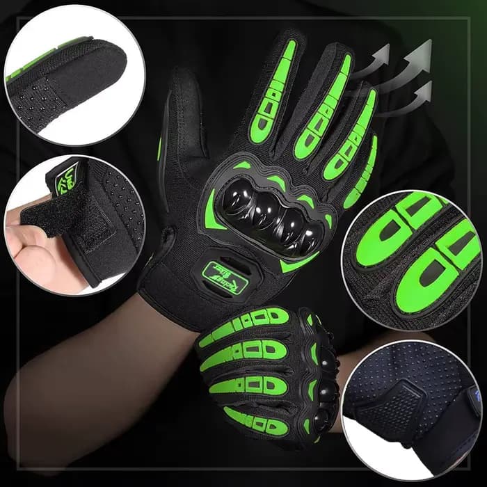 Gants de Moto verts pour écran tactile