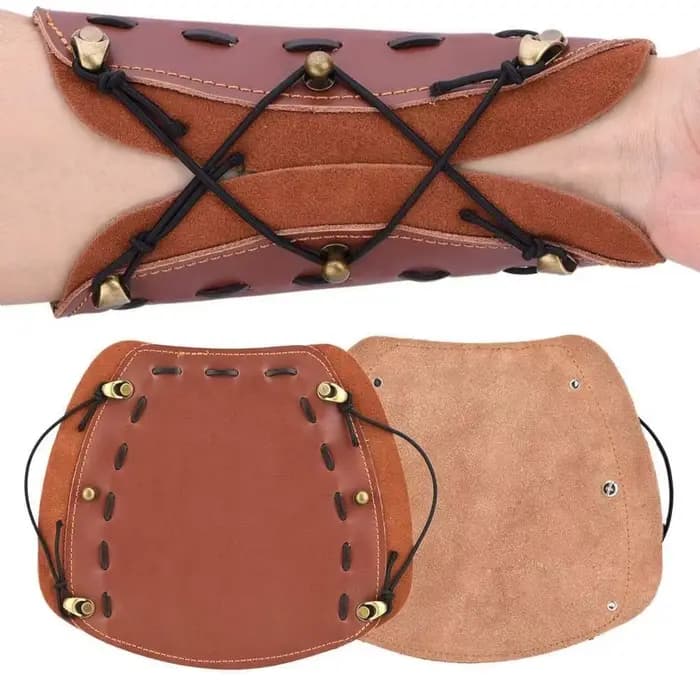 Protège-bras de tir à l'arc en cuir marron fait main avec sangles réglables – Essentiels pour l'archer et la pratique du tir