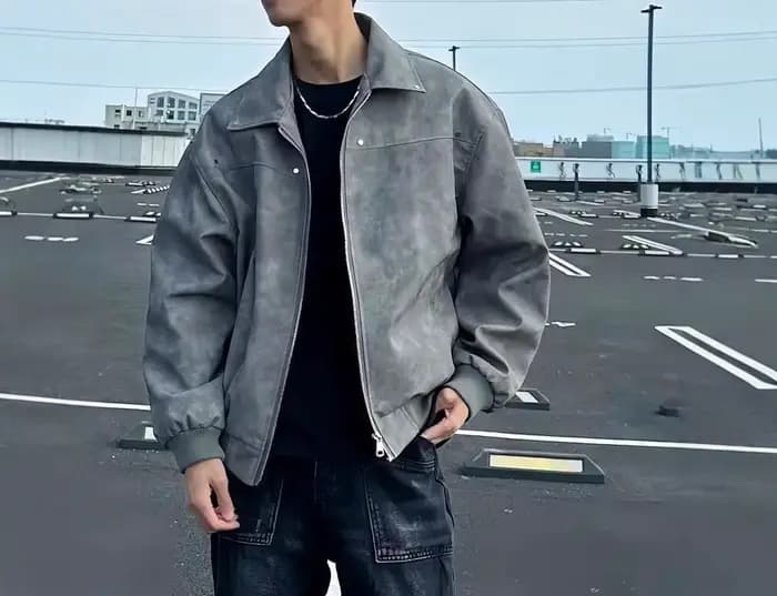Blouson rétro américain à rivets pour homme