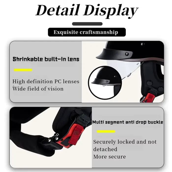 Casque demi-cuir pour moto et Scooter