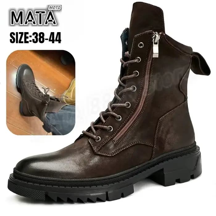Bottes de moto rétro en cuir