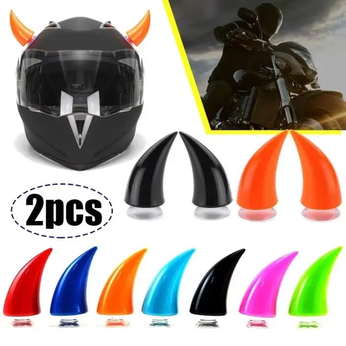 2PCS Décoration de casque de moto mignonne en caoutchouc en forme de corne