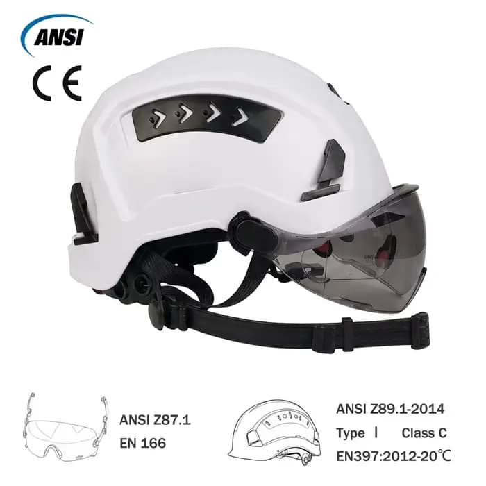 Casque de sécurité CE ANSI avec double visière coulissante et ventilation