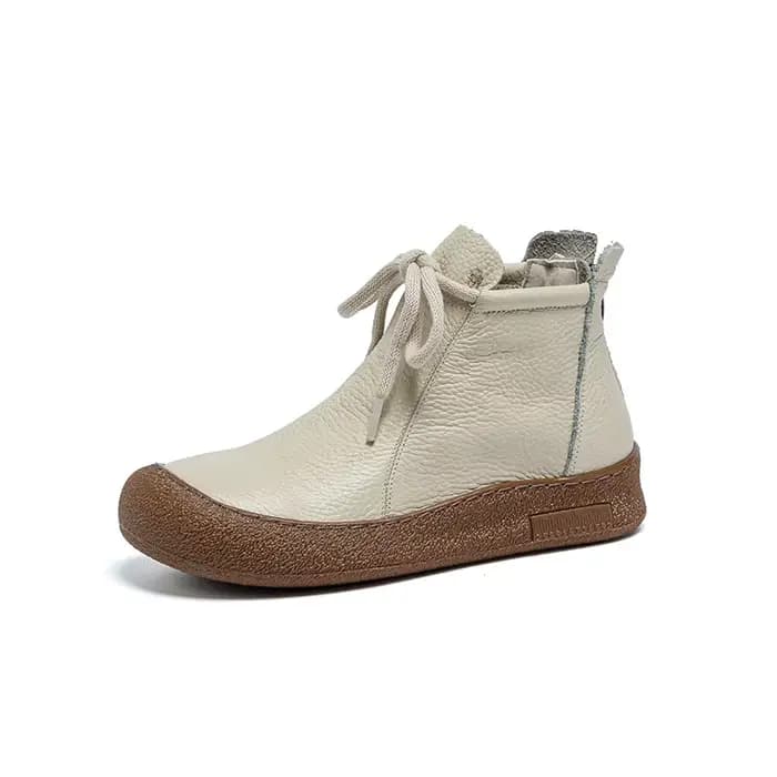 Nouvelles bottes d'hiver en cuir véritable pour femmes, bottines hautes à lacets, bottes courtes chaudes en fourrure, chaussures orthopédiques pour femmes, bottines à la cheville.