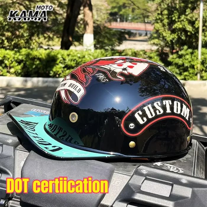Casque rétro demi-visage pare-brise