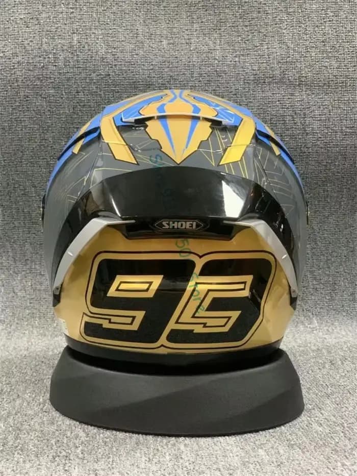 Casque De moto intégral X14 Marquez 93 or bleu équitation