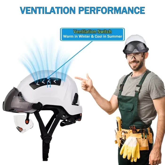 Casque de sécurité CE ANSI avec double visière coulissante et ventilation