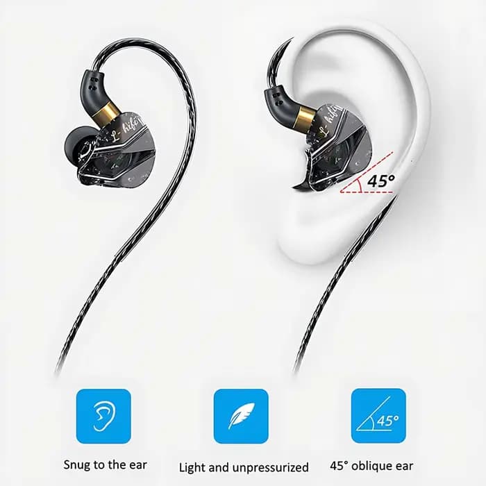 Écouteurs filaires hi-fi 3.5MM AUX/Type C Jack 9D Surround avec micro intra-auriculaires casques de musique transparents pour Samsung Android pour iPhone