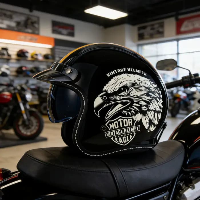 Casque de moto rétro 3/4 ouvert unisexe avec double visière