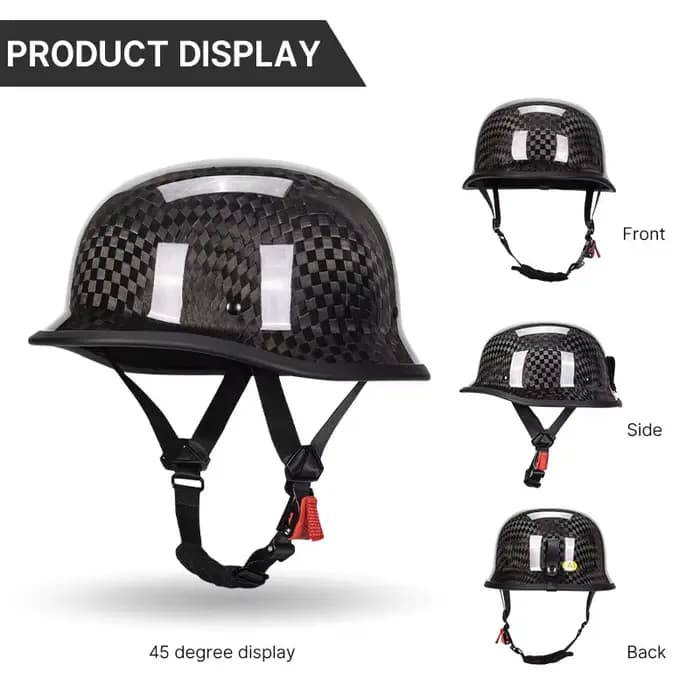 Casque de moto de style allemand rétro noir mat 12K