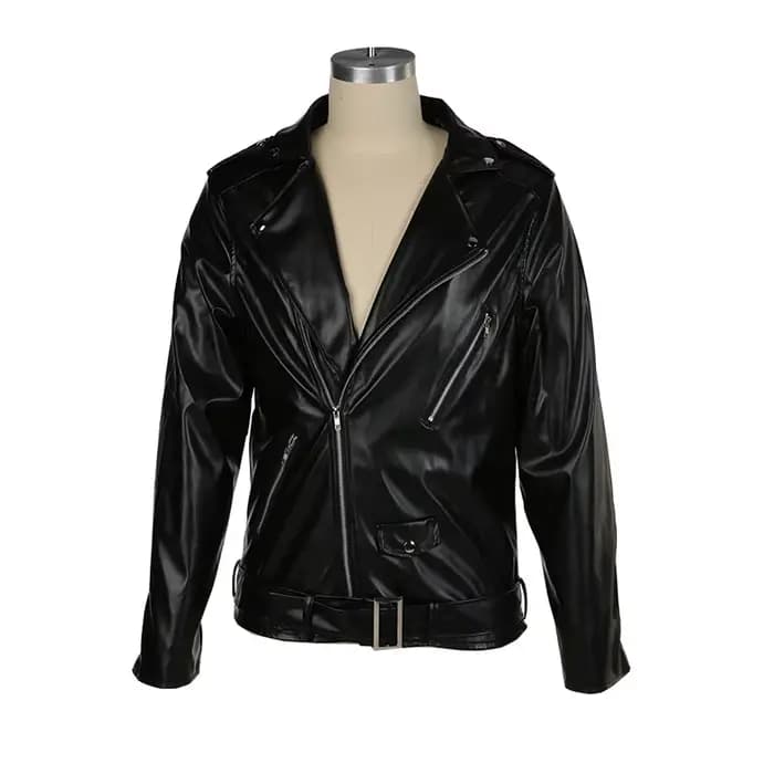Veste de moto en cuir PU pour hommes