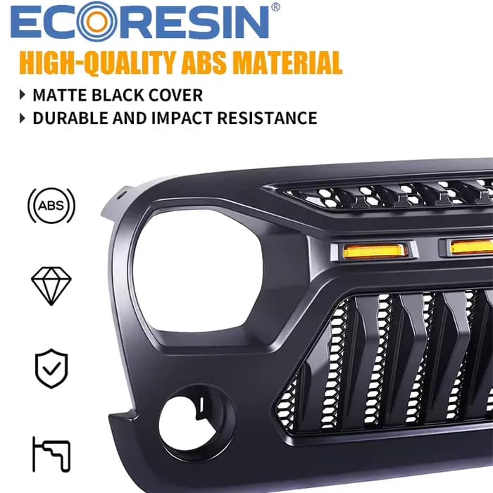 Accessoires pour Wrangler 2007 – 2017 JK 4*4 Jeep, pièces automobiles, Grilles de pare-chocs avant avec feux de circulation Led jaunes