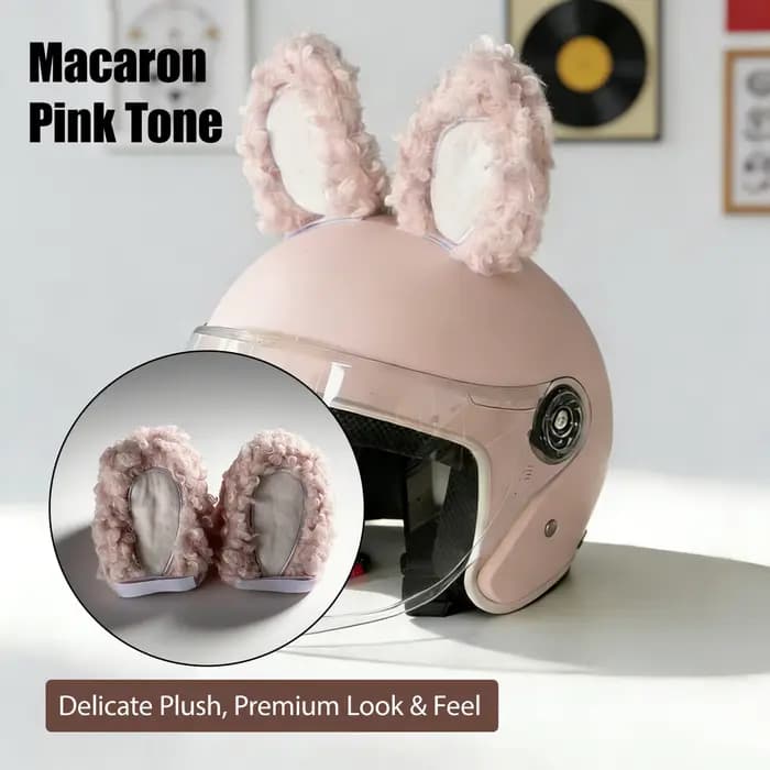 Nouveau casque rose avec décoration en oreilles de lapin en peluche