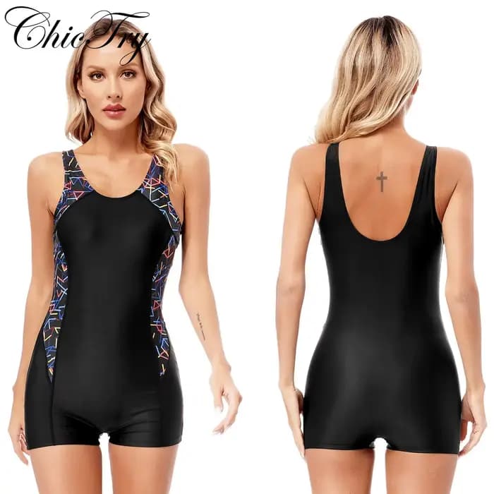 Femmes combinaison de bain athlétique une pièce Boylegs maillot de bain sans manches maillots de bain Sports nautiques surf natation formation maillots de bain