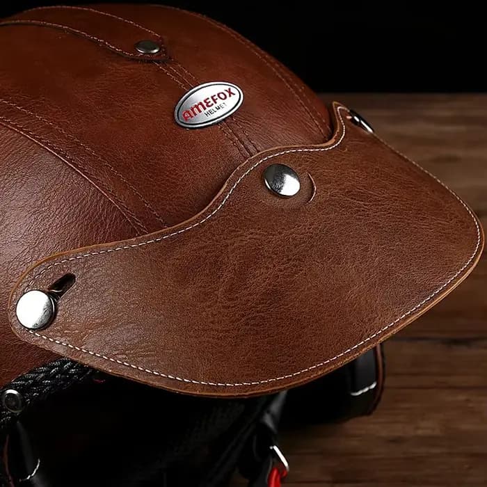 Casque de moto vintage en cuir PU