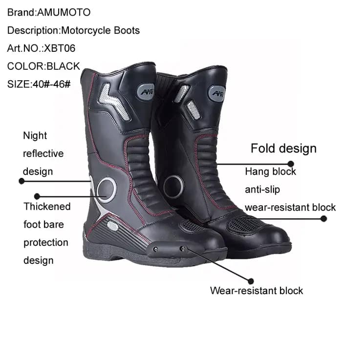 AMUMOTO bottes de moto hommes et femmes tirer chaussures