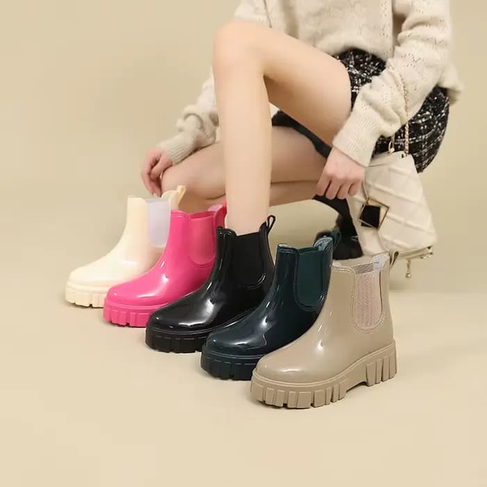 Bottes de pluie à plateforme pour femmes, bottes en caoutchouc imperméables, chaussures de pluie non ald, pêche, chaussures d'eau Wrough, Galoches de jardin