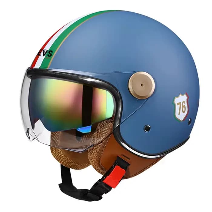 Casque de Moto Vintage léger avec double visière, demi-casque ouvert 3/4, rétro Casco Moto 3C & Dot