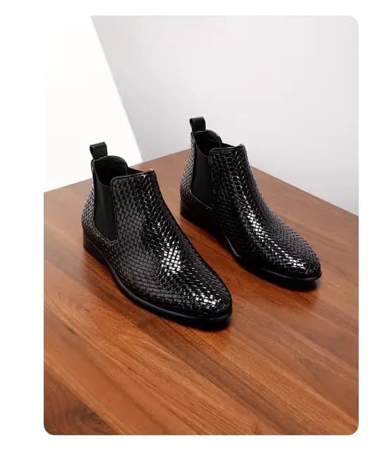 Bottes Oxford pour hommes, montantes, bout pointu, respirantes, faites à la main, en cuir pur, Style