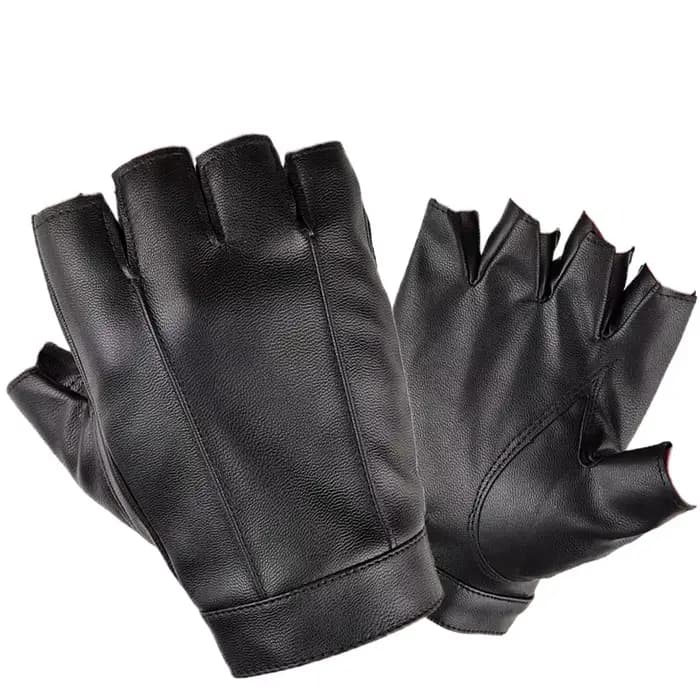 Gants de moto en cuir pour hommes et femmes, demi-doigts, respirants, pour vélo, écran tactile, VTT,
