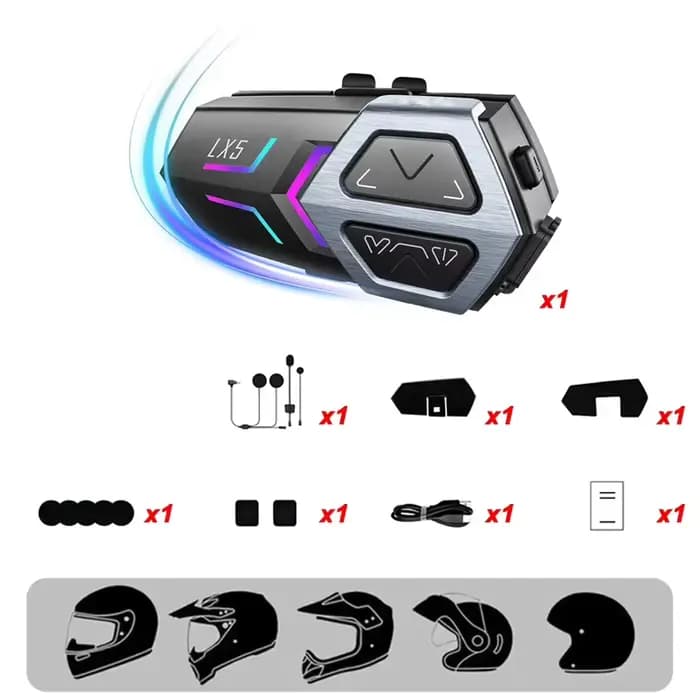 Oreillette pour casque de moto, appareil de communication en maille 2000M, interphone pour 10 coureu