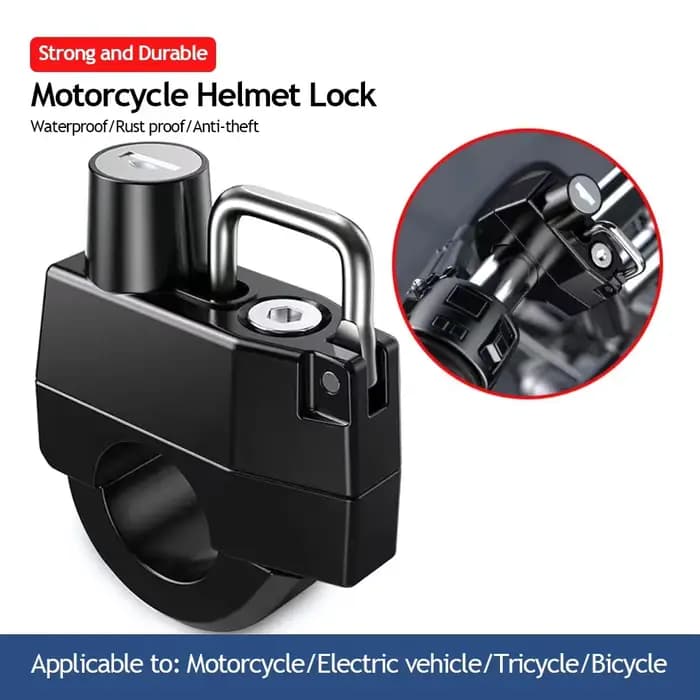 Serrure antivol pour casque de moto, serrures de sécurité pour casque de vélo avec 2 clés et outil d
