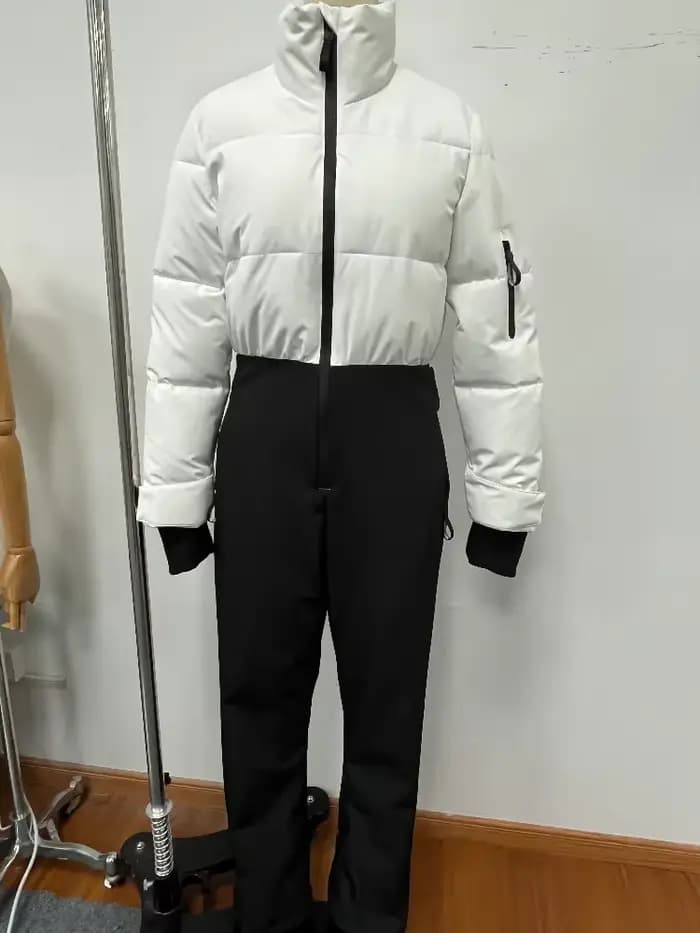 Combinaison de ski pour femme, col montant, fermeture éclair, manches longues, jambes droites et lar