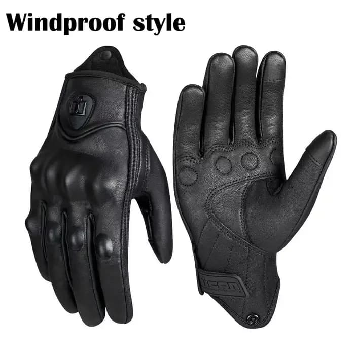Gants de Moto en cuir véritable perforé rétro, imperméables, équipement de protection, gants de Moto