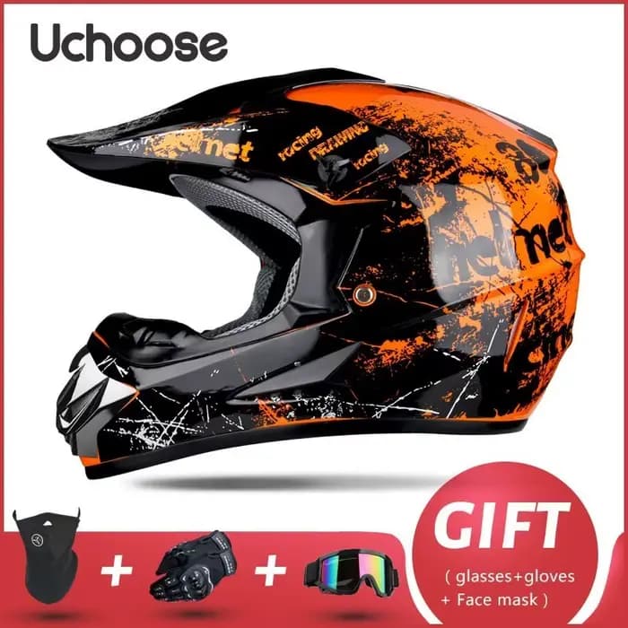 Casque de moto tout-terrain professionnel pour adultes et enfants, casque de moteur de course DOT de