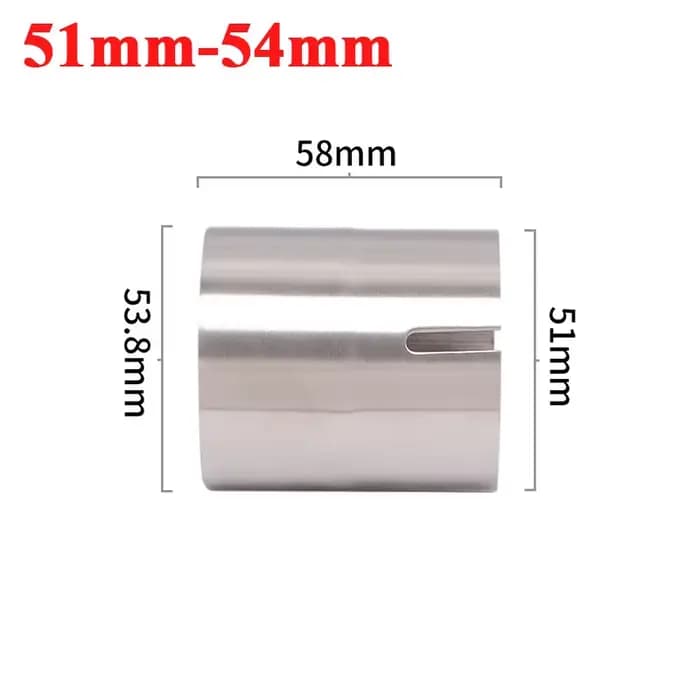 Adaptateur universel d'échappement de course de moto, 51mm, raccord de tuyau de liaison en acier ino