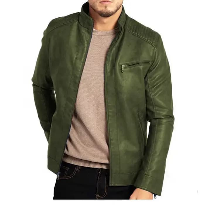 Veste en cuir PU pour hommes, Style Punk, veste de moto, col montant, fermeture à glissière, vêtemen