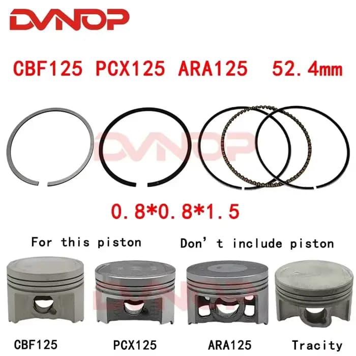 Segment de Piston de moto pour 50cc 60cc 70cc 80cc 100cc 125cc 37mm 38mm 39mm 44mm 47mm 49mm 50mm 52
