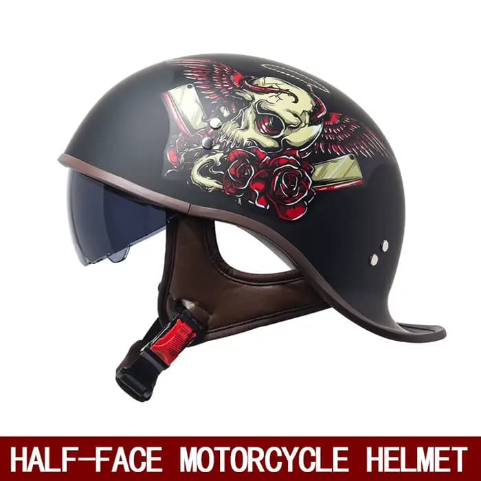 Casque de moto demi-casque d'été pour hommes avec miroir interne casque flottant personnalisé casque