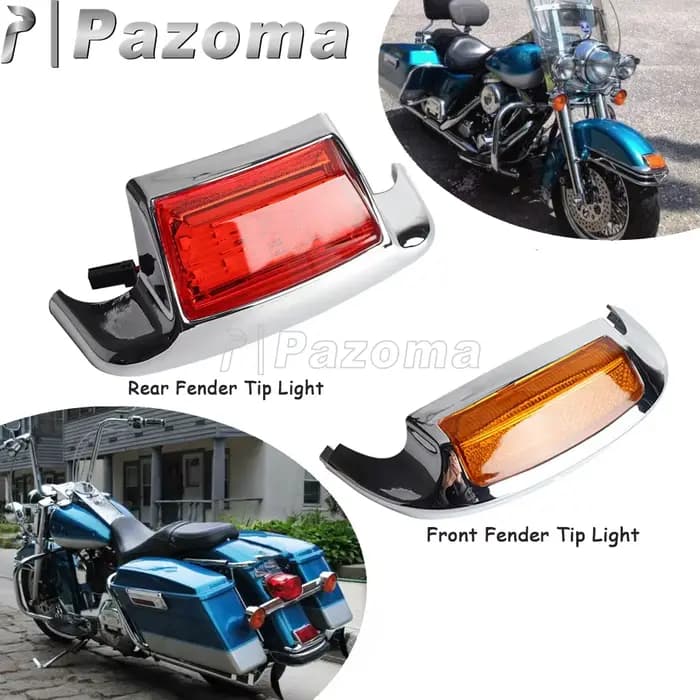 Couvercle de pointe de feux de bord de garde-boue LED avant et arrière de moto pour Harley Road King