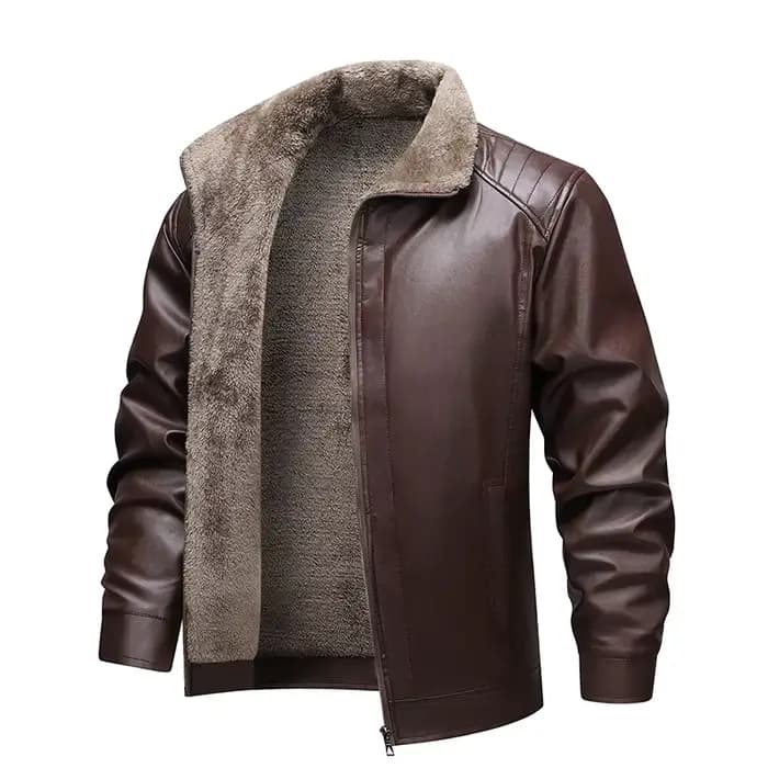 Hommes veste en cuir hiver doublé polaire Biker vestes mode moto veste Faux cuir manteau vêtements d