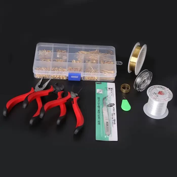 KIT de fabrication de bijoux, 1 ensemble, bouchons de perles/conclusions/pinces/broches/anneaux à sa