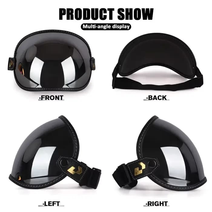 SOMAN – demi-casque de moto, rétro, visage ouvert, Vintage, bouclier à bulles, visière, lentille, lu