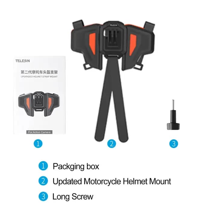 Support de casque de moto TELESIN, sangle pliable pour fixation sur le menton, compatible avec GoPro