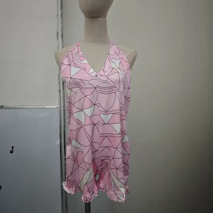 Nouvelle Combinaison Plissée Sans Manches à Col V Imprimée Sexy pour Femme, Dos Nu, Style Halter, Id