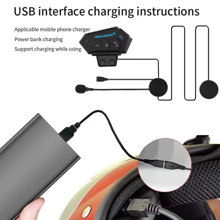 Casque de moto Bluetooth casque casque sans fil moto mains libres stéréo écouteur haut-parleur réduc
