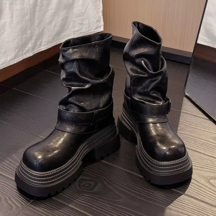 Bottes courtes pour femmes de style punk, rétro, cool, à talon large, mode streetwear, bottes de mot