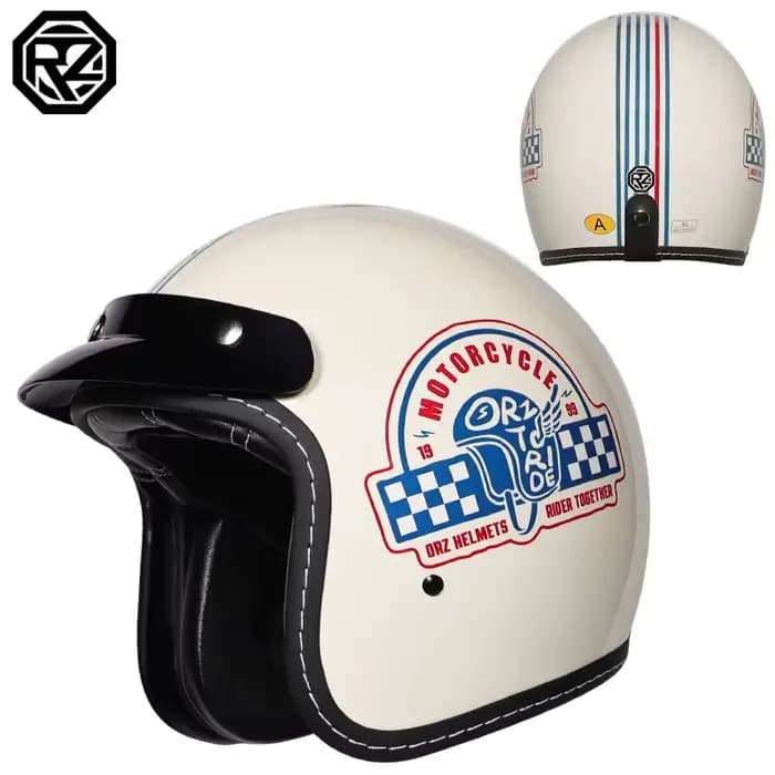 Casque de moto vintage 3/4 ouvert, motif graffiti dessin animé, homologué DOT, pour scooter, cyclomo